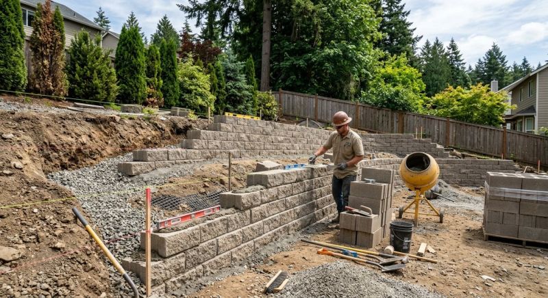 Block Retaining Wall Installation in Napa, CA
